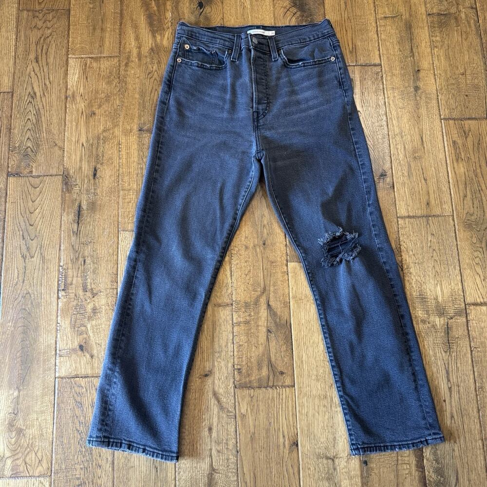 Levi's Wedgie Straight Leg Jeans High Rise 30x28 Button Fly Ankle Jean Charcoal